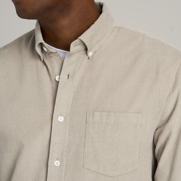 American Tall Pincord Button Shirt for Tall Men in Stone Size MM / Extra Tall / - Picture 2 of 3